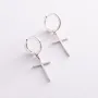 Серебряные серьги - кольца Крестики 107850 Оникс
