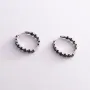Серебряные серьги - кольца с черными фианитами 087610 Оникс