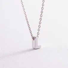 Серебряное колье с буквой L 1105 L Оникс 45