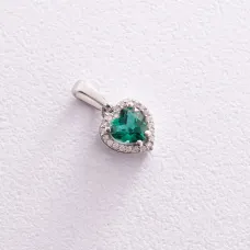 Серебряный кулон Сердечко с кварцом и фианитами 3983/1р-QGR Оникс
