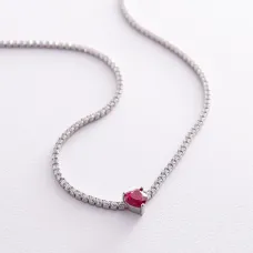 Серебряное колье - чокер Сердечко с фианитами 181257 Оникс 40