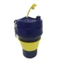 Складной силиконовый стакан с крышкой и трубочкой 350 мл Tonna Waist BLUE and YELLOW