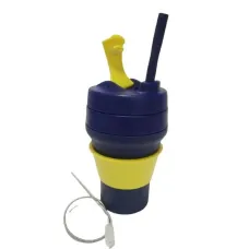 Складана силіконова склянка з кришкою та трубочкою 350 мл Tonna Waist BLUE and YELLOW Складана силіконова склянка з кришкою та трубочкою 350 мл Tonna Waist BLUE and YELLOW