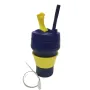 Складной силиконовый стакан с крышкой и трубочкой 350 мл Tonna Waist BLUE and YELLOW