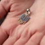 Серебряный кулон Герб Украины - Тризуб (голубые и желтые фианиты) 956 Оникс