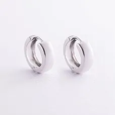 Серьги - кольца в белом золоте с08199 Оникс