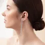 Серебряные серьги - пусеты Элеонора с цепочками 902-01200 Оникс