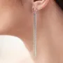 Серебряные серьги - пусеты Элеонора с цепочками 902-01200 Оникс