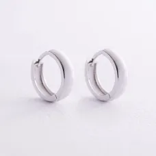 Серьги - кольца в белом золоте с08210 Оникс