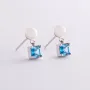 Золотые серьги - пусеты Альма (голубые фианиты, жемчуг) с08250 Оникс
