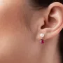 Золотые серьги - пусеты Альма (розовые фианиты, жемчуг) с08247 Оникс