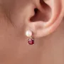 Золотые серьги - пусеты Альма (розовые фианиты, жемчуг) с08247 Оникс