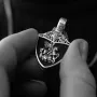 Серебряный кулон Св. Георгий Подебедоносец с эбеновым деревом 974 Оникс