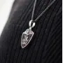 Серебряный кулон Св. Георгий Подебедоносец с эбеновым деревом 974 Оникс