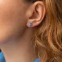 Золотые серьги - пусеты с бриллиантами и сапфирами сб0095lg Оникс