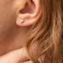 Золотые серьги - пусеты Сердечки с бриллиантами сб0463ca Оникс
