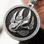 Серебряный кулон Волк с эбеновым деревом 946 Оникс