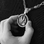 Серебряный кулон Волк с эбеновым деревом 946 Оникс