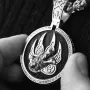 Серебряный кулон Волк с эбеновым деревом 946 Оникс