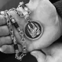 Серебряный кулон Волк с эбеновым деревом 946 Оникс