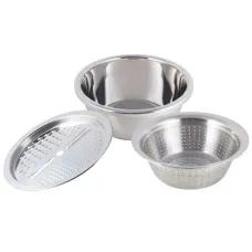 Набор 3 в 1 (миска, дуршлаг, терка) из нержавеющей стали Kamille KM-5125