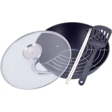 Казан чавунний з антипригарним мармуровим покриттям Kamille Wok KM-4815