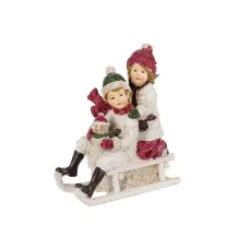 Статуетка Lefard Christmas Kids на санчатах 12х6 см Білий (AL186505)