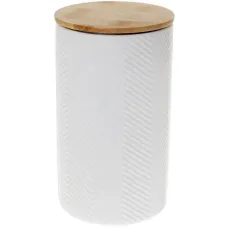 Керамическая банка Romberro 900ml с бамбуковой крышкой белая матовая DP218237 BonaDi Керамическая банка Romberro 900ml с бамбуковой крышкой белая матовая DP218237 BonaDi