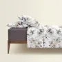 Двоспальна постіль з простирадлом на гумці Pastel Flowers CS1 COSAS Бежевий 180х220 см