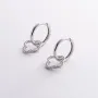 Серебряные серьги - кольца Клевер с фианитами 2 в 1 OR120810 Оникс
