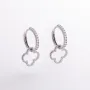 Серебряные серьги - кольца Клевер с фианитами 2 в 1 OR120810 Оникс