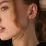 Серьги - пусеты Полусфера в красном золоте (0.7 см) с01570 Оникс