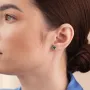 Серебряные серьги - пусеты Клевер с малахитом mini 123293 Оникс