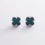Серебряные серьги - пусеты Клевер с малахитом mini 123293 Оникс