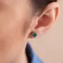 Серебряные серьги - пусеты Клевер с малахитом mini 123293 Оникс