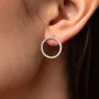 Серьги - пусеты Круговорот с фианитами 1.6 см (белое золото) с08283 Оникс