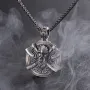 Серебряный кулон Викинг с топорами 266 Оникс