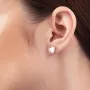 Серьги - пусеты Сердечки в белом золоте с08297 Оникс