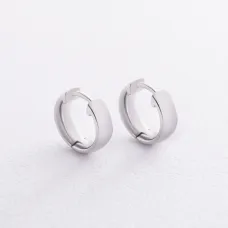 Серьги - кольца в белом золоте с08361 Оникс