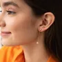 Серьги - пусеты Жемчужина на цепочке в красном золоте с08292 Оникс