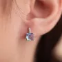 Золотые серьги - пусеты с фианитами и голубыми топазами с08303 Оникс