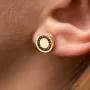 Золотые серьги - пусеты с черными бриллиантами 334483122 Оникс