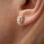 Золотые серьги - пусеты Клевер с бриллиантами 334361121 Оникс