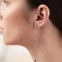 Серьги - пусеты Шарик на цепочке в белом золоте с08242 Оникс