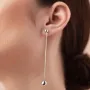 Серьги - пусеты Шарик на цепочке в белом золоте с08242 Оникс