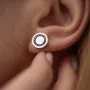 Золотые серьги - пусеты с черными бриллиантами 334461122 Оникс