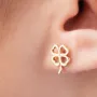 Серьги - пусеты Клевер в желтом золоте с08277 Оникс