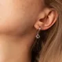 Серебряные серьги - кольца Клевер (черные фианиты) OR124010ч Оникс