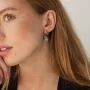 Серебряные серьги - кольца Клевер (черные фианиты) OR124010ч Оникс