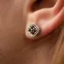 Золотые серьги - пусеты Клевер с бриллиантами 334391122 Оникс